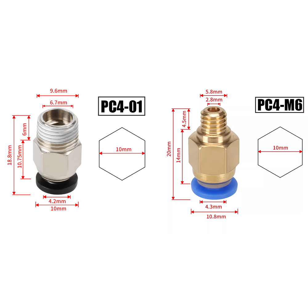 Filament 1.75 - 10 adet/grup PC4-M10 Pnömatik Konnektörler 3D