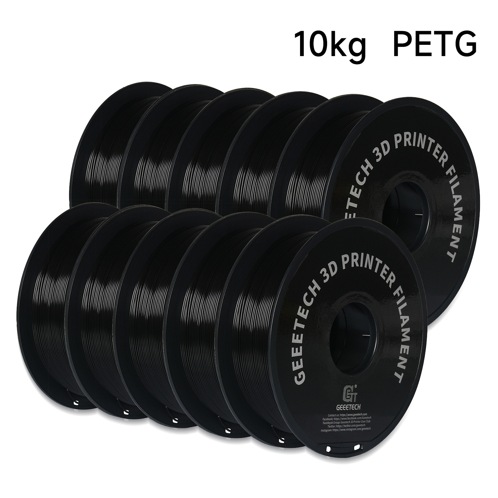Filament 1.75 - GEEETECH 10Kg Bir Kutuda Mat/PETG/İpek PLA/TPU/ABS